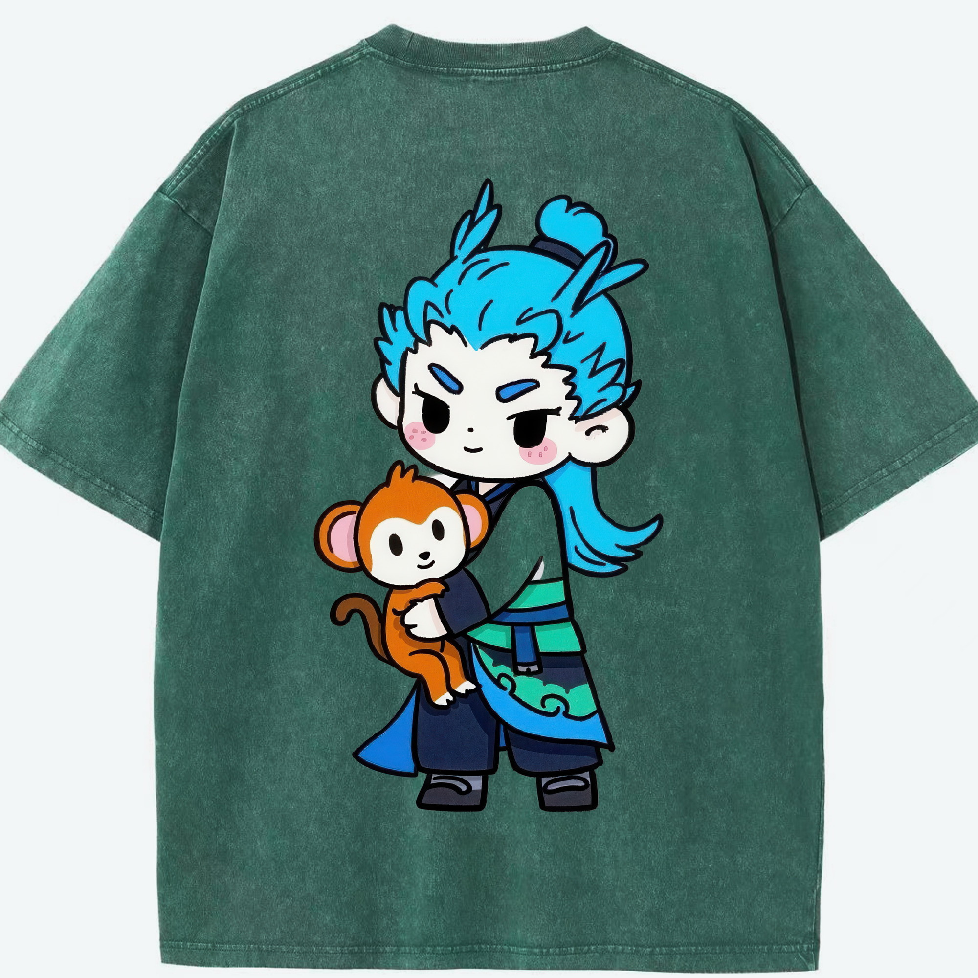 （画像用） Ne Zha 2 ナタ 魔童の大暴れ 綿100% ヴィンテージ風 半袖Tシャツ（背面プリント）